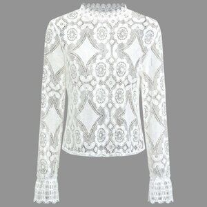 ZARA LACE BLOUSE/ SIZE: MEDIUM/ COLOR: WHITE